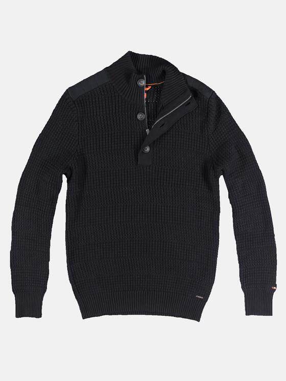 emilio adani Herren Pullover Polokragen Schwarz 30847