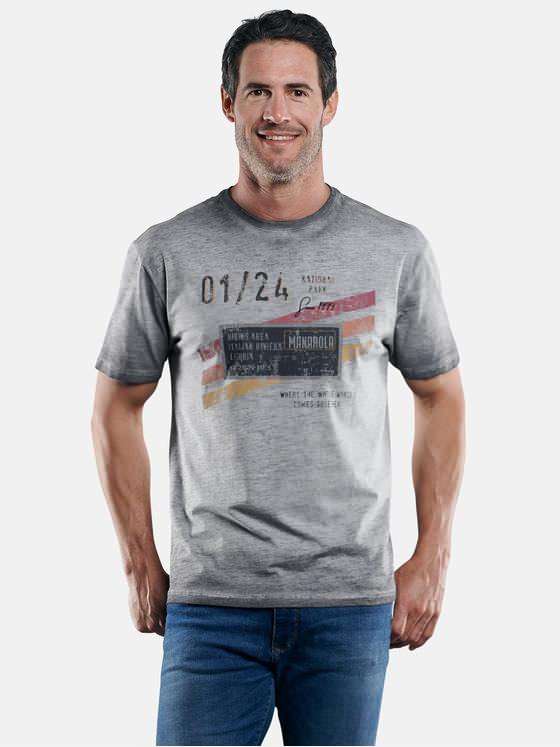 engbers Herren Modisches Print-Shirt Granitgrau 29223