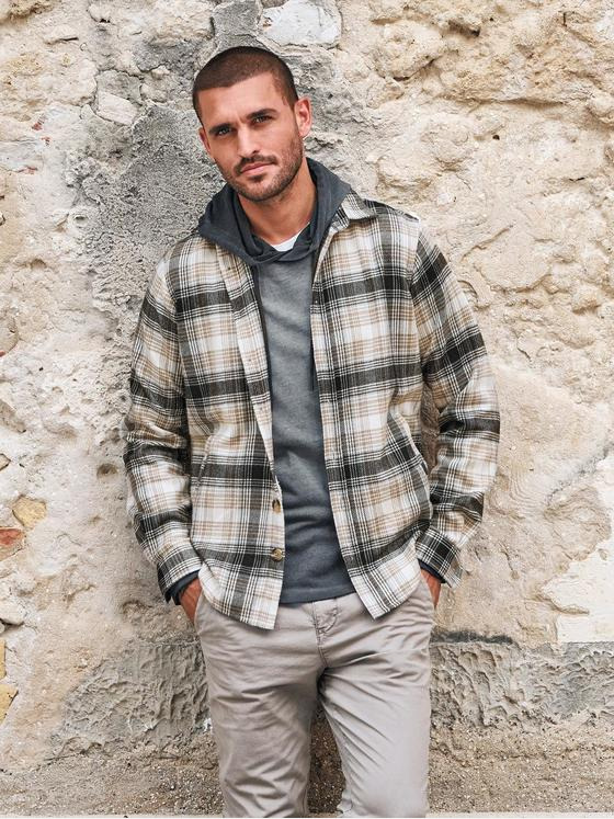 emilio adani Herren Langarm-Hemd kariert Beige 35216