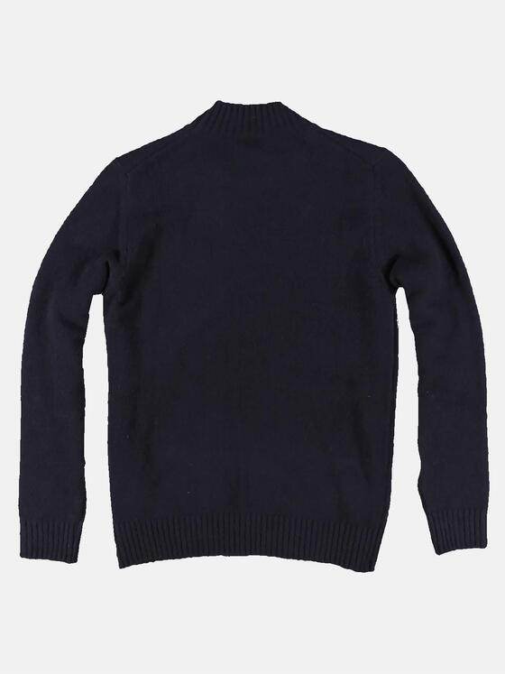 emilio adani Herren Stehkragenpullover mit flexiblen Rippbündchen Blau 30570
