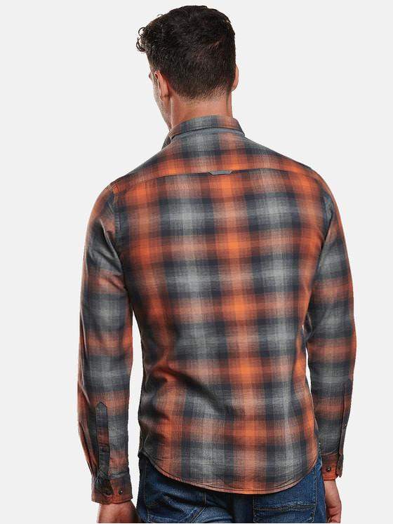 engbers Herren Langarmhemd kariert Dunkelorange 32269