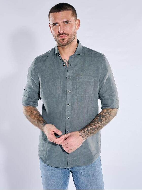 emilio adani Herren Hemd uni Dunkelgruen 40342