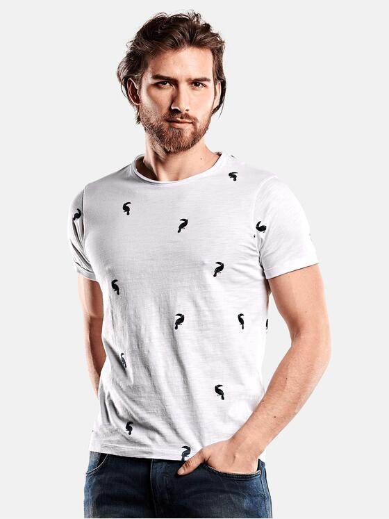 emilio adani Herren Printshirt Bio Baumwolle Weiß 27694