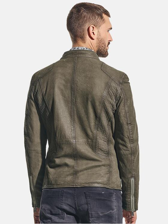 emilio adani Herren Softe Lederjacke mit körperbetonter Passform Grün 31064