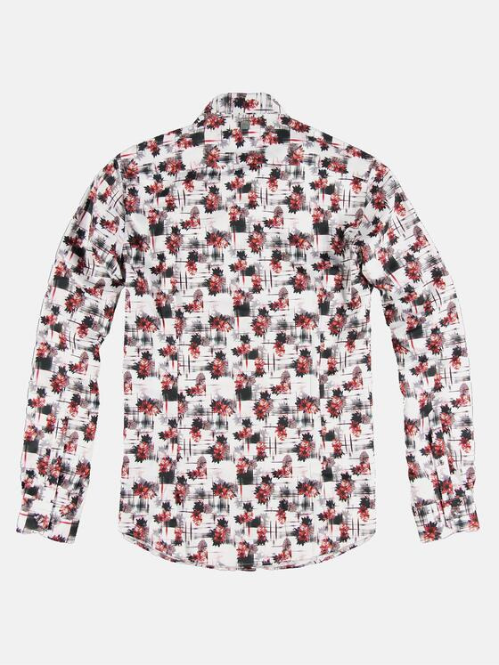 ENGBERS GERMANY Herren Stretch Hemd mit floralem All-Over-Print Dunkelrot 31518