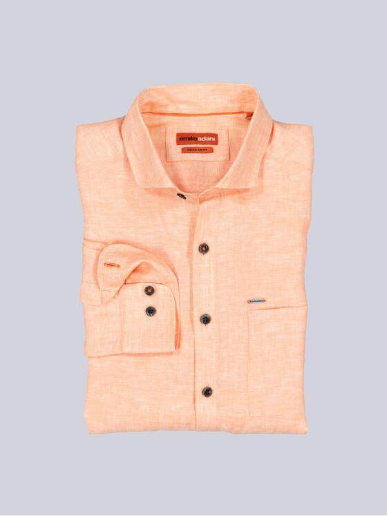 emilio adani Herren Langarm-Hemd aus Leinen Orange 38565