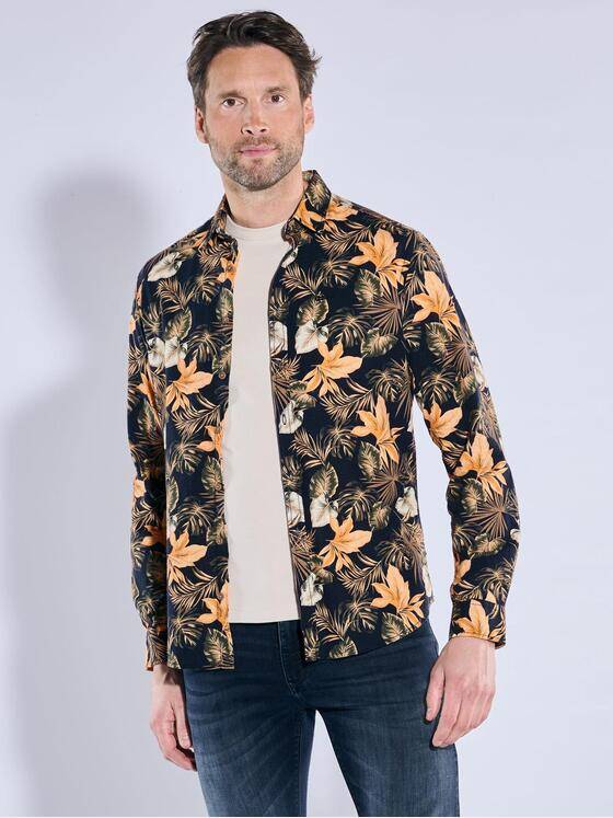 engbers Herren Langarm-Hemd gemustert Orange 38485