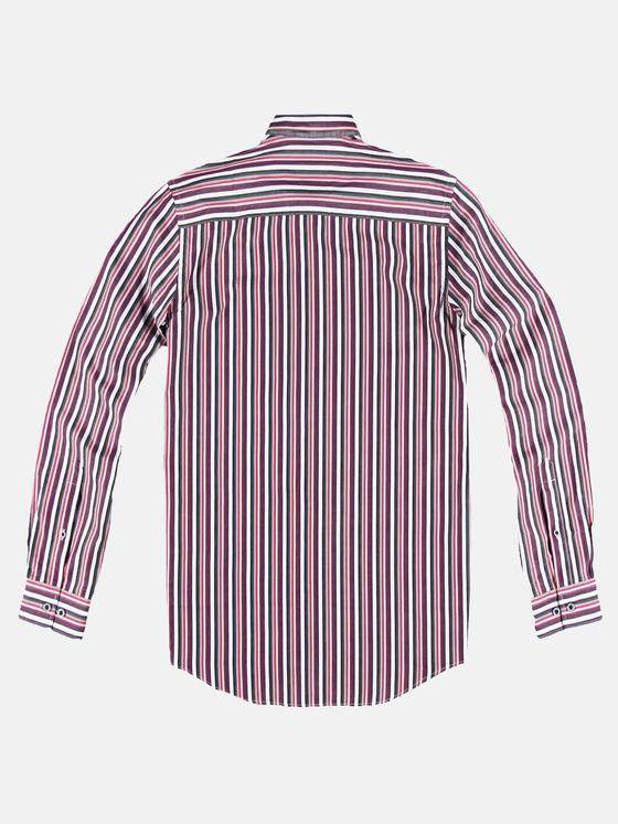 engbers Herren Modisches Langarmhemd mit trendigen Multi-Color-Streifen Bordeaux 30030