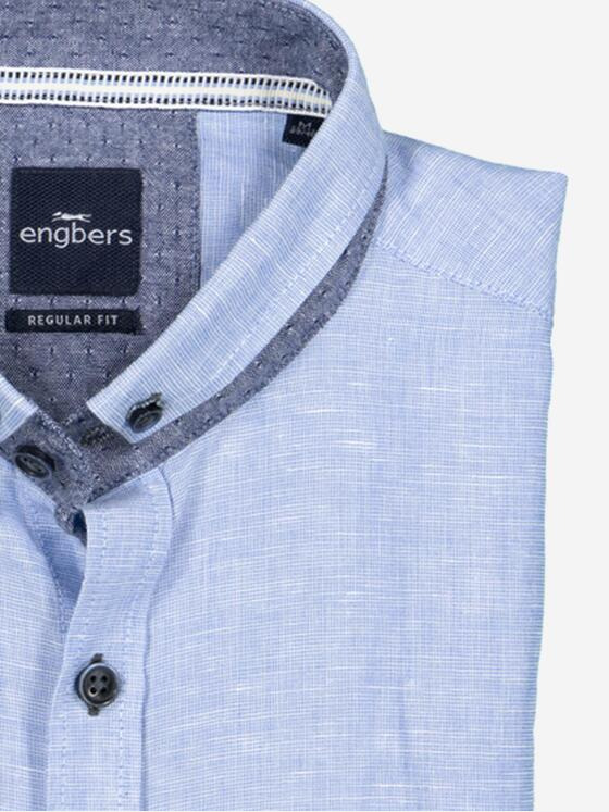 engbers Herren Kurzarm-Hemd mit Leinenanteil Blau 36590
