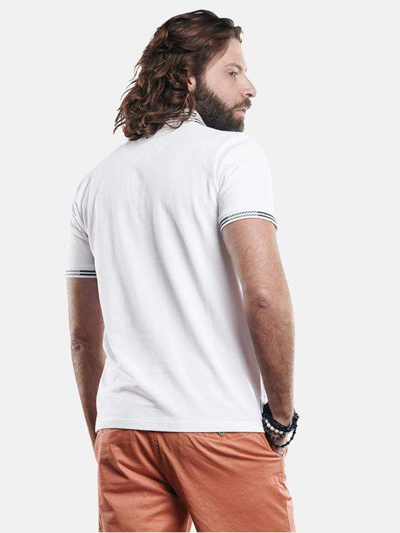 emilio adani Herren Poloshirt mit zahlreichen Kontrastdetails Weiß 29674