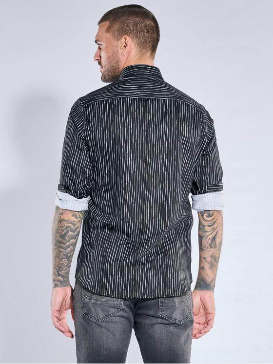 emilio adani Herren Hemd gemustert Schwarz 39926