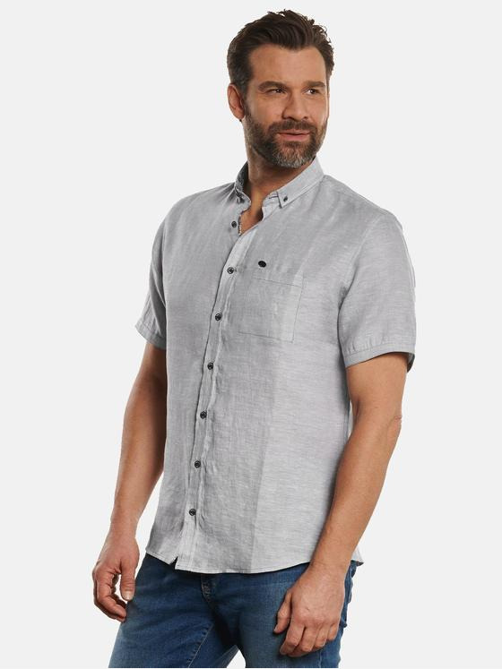 engbers Herren Hemd kurzarm aus 100 % Leinen Silbergrau 32822