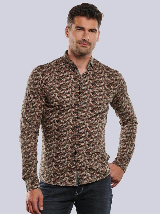 engbers Herren Langarm-Hemd gemustert Orange 32389
