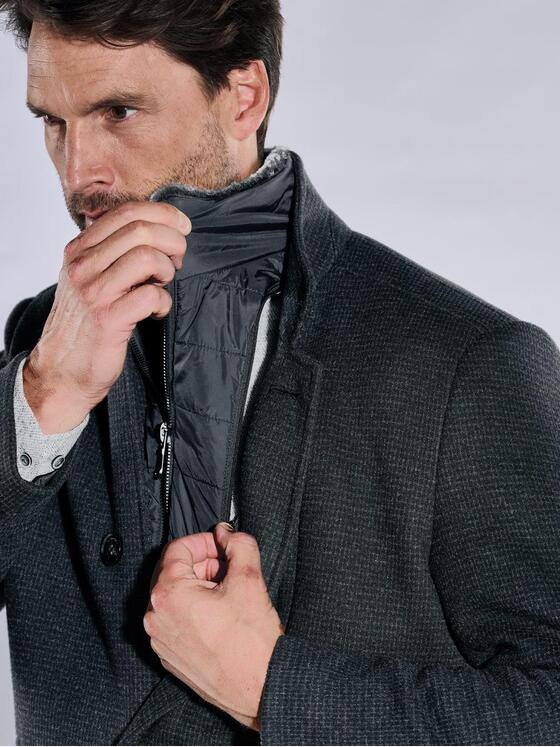 engbers Herren Mantel mit Inlet Schwarz 37537