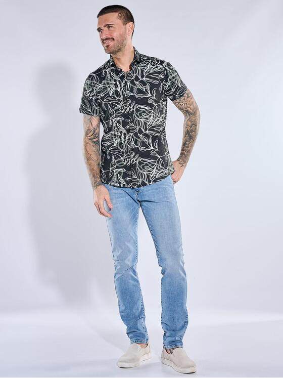 emilio adani Herren Kurzarmhemd aus Jersey Anthrazit 40697