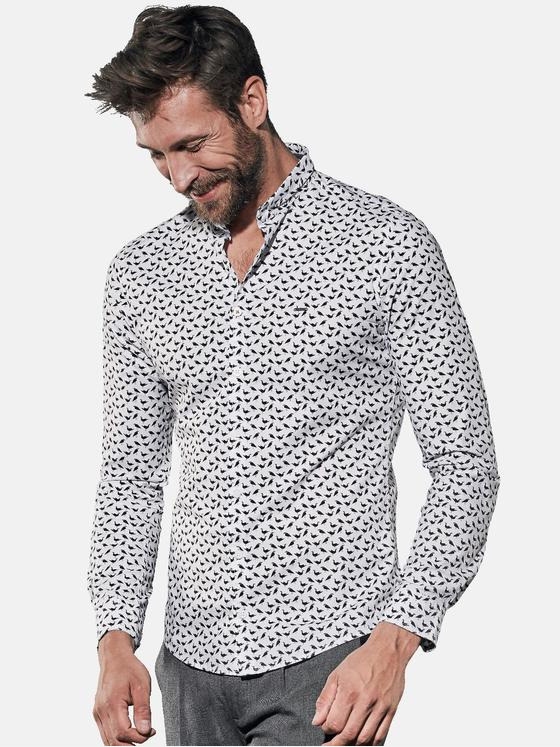 emilio adani Herren Hemd mit All Over Print Blau 30843