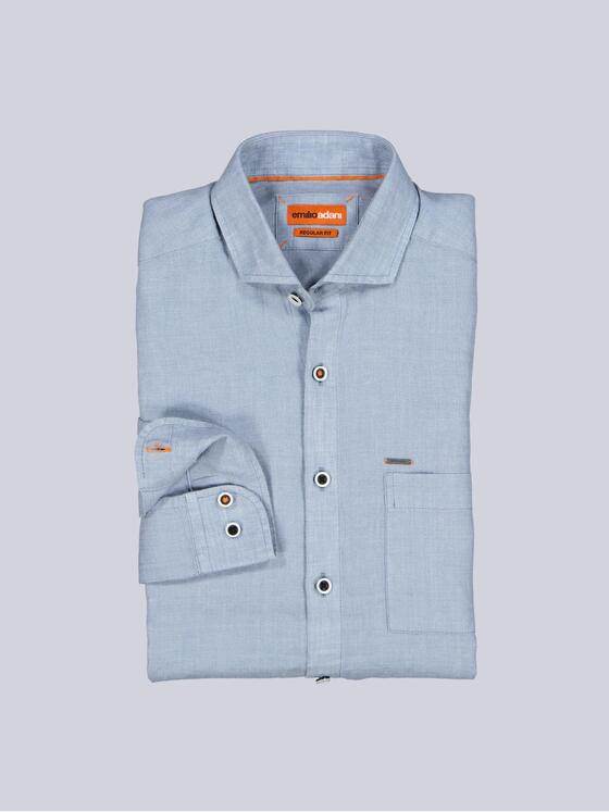 emilio adani Herren Modisches Leinen-Hemd Hellblau 40343