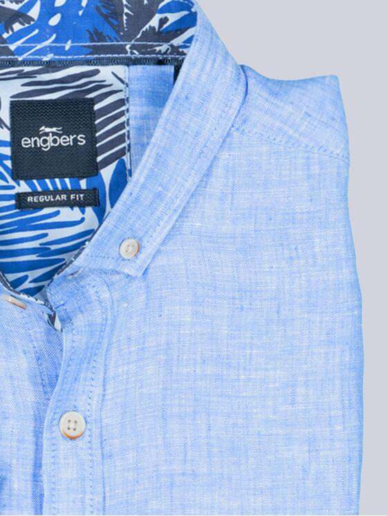 engbers Herren Kurzarm-Hemd aus Leinen Brilliantblau 38359