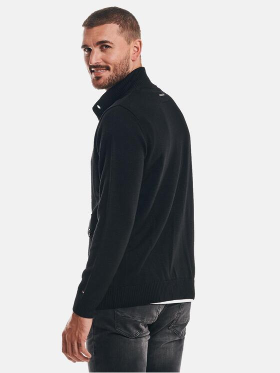 emilio adani Herren Strickjacke aus Merino-Wolle Schwarz 32457