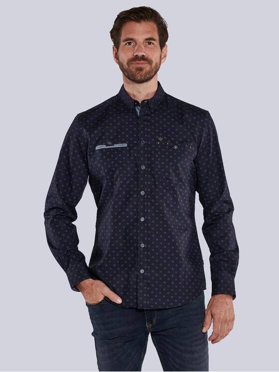 engbers Herren Langarm-Hemd gemustert Blau 36163