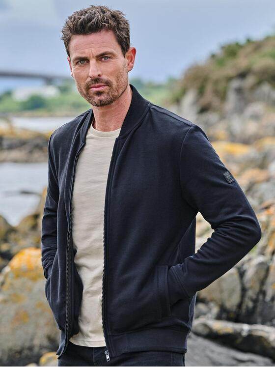 engbers Herren Sweatjacke strukturiert Schwarz 37748