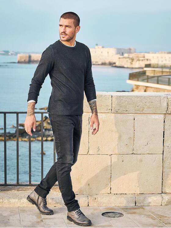 emilio adani Herren Pullover aus Merinowolle Braun 35704
