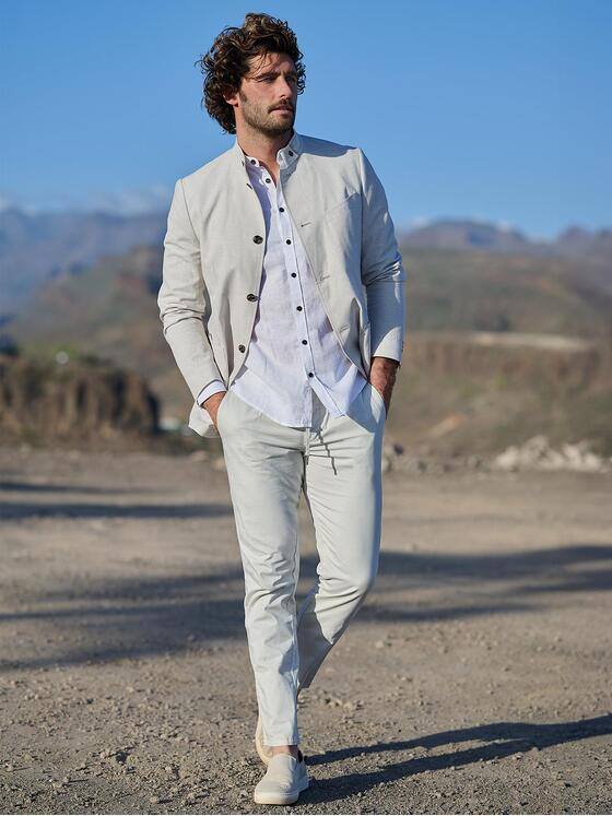 emilio adani Herren Freizeit-Sakko slim fit Weiß 38428