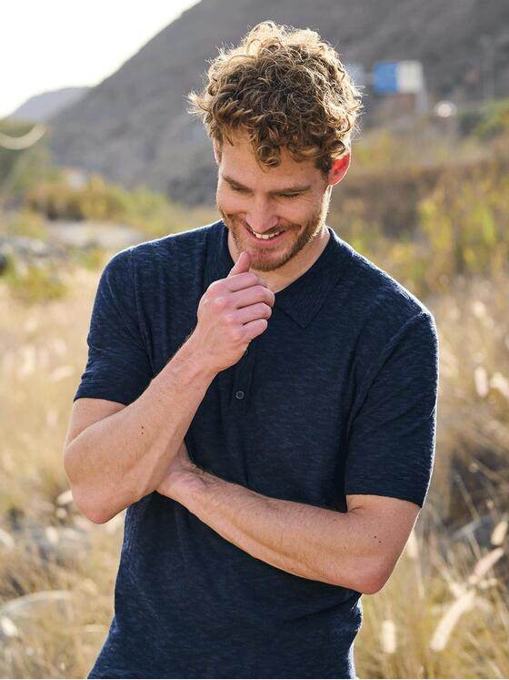 engbers Herren Polo-Shirt gestrickt Blau 32605