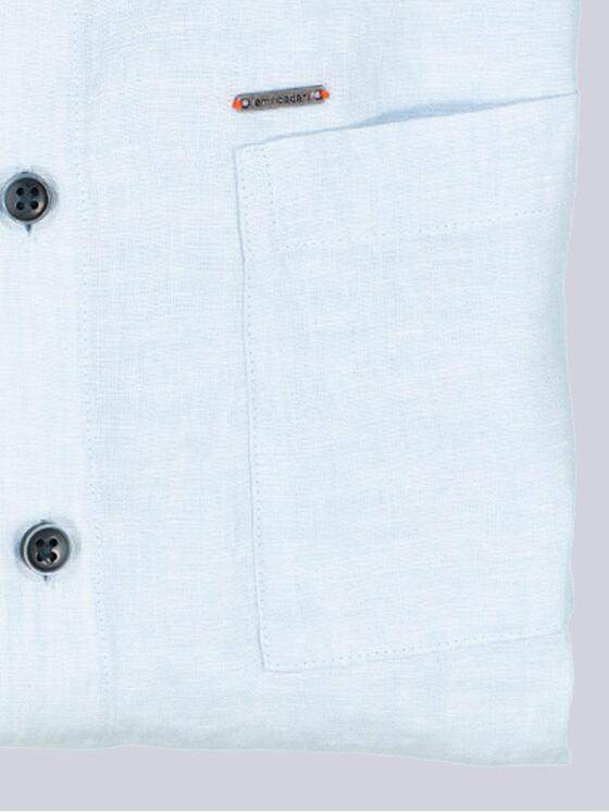 emilio adani Herren Langarm-Hemd aus Leinen Blau 38566