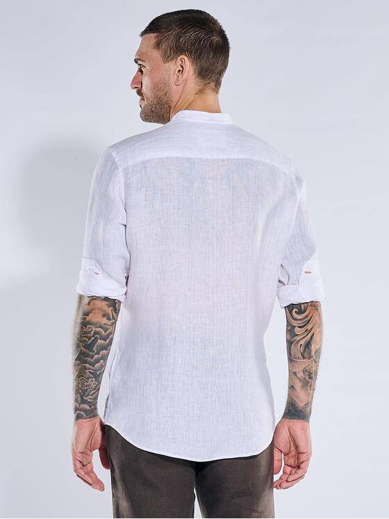 emilio adani Herren Hemd aus 100% Leinen Naturweiss 40337