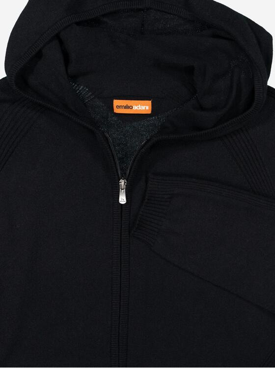 emilio adani Herren Cardigan mit Kapuze Schwarz 37398