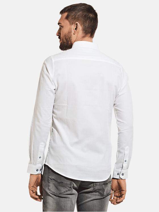 emilio adani Herren Unifarbenes Hemd mit Kontrastdetails Weiß 30544