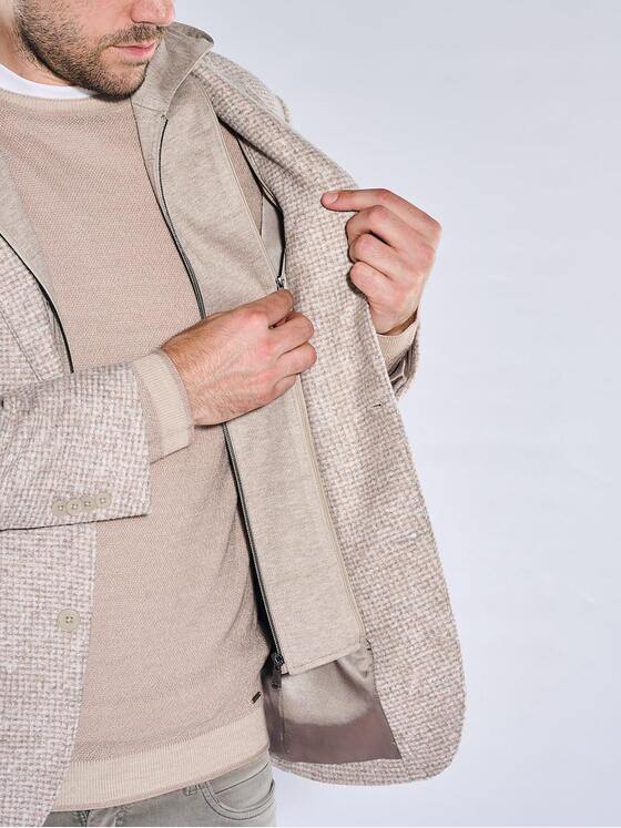 emilio adani Herren Sakko mit abnehmbarer Kapuze Beige 41087
