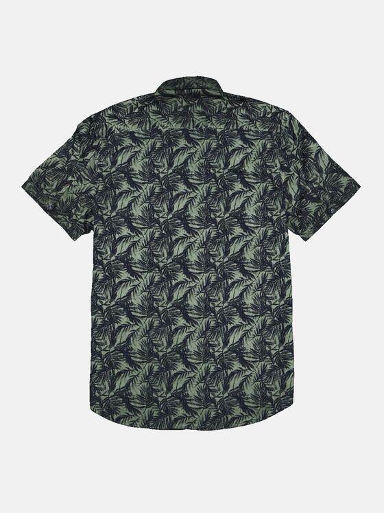 emilio adani Herren Kurzarm-Hemd mit floralem Print Grün 33001