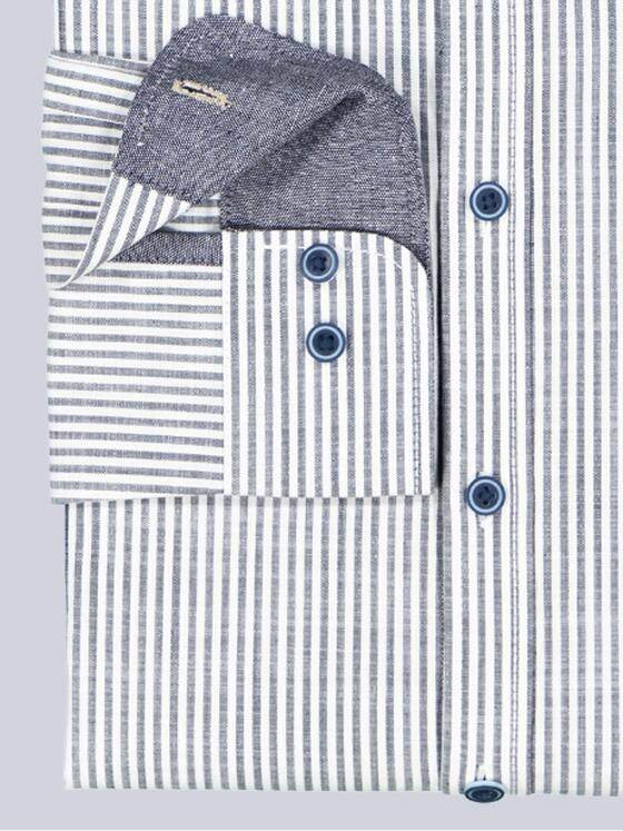 engbers Herren Langarm-Hemd gemustert Saphirblau 38499