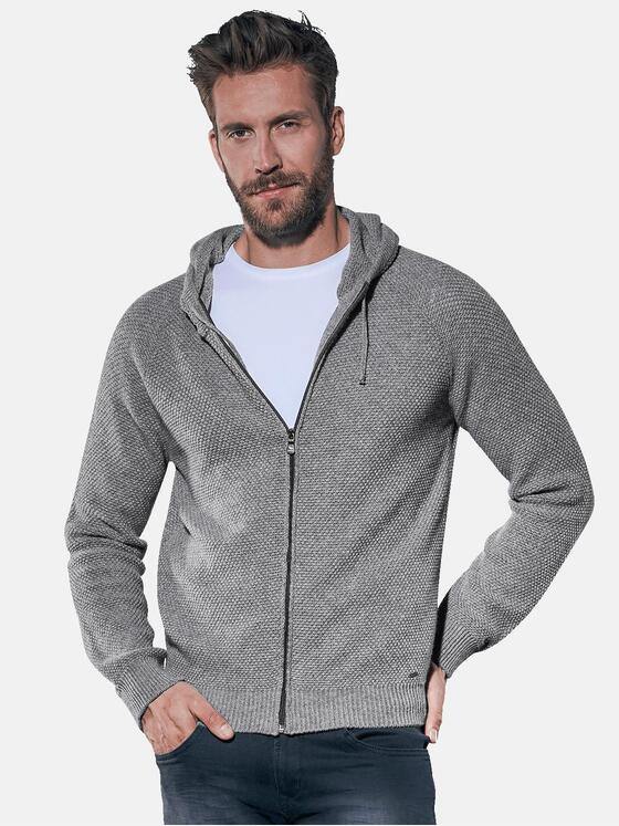 emilio adani Herren Weiche Strickjacke mit Kapuze Grau 31153