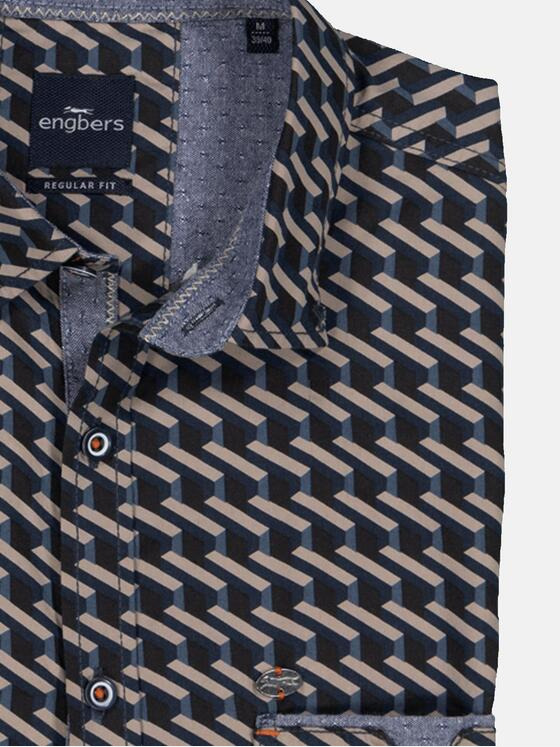 engbers Herren Kurzarm-Hemd gemustert Blau 35206