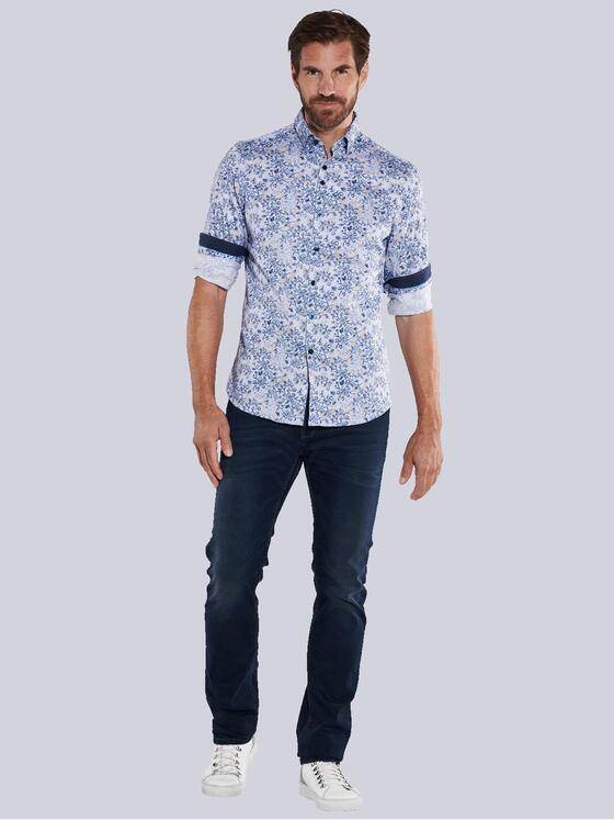 ENGBERS GERMANY Herren Langarm-Hemd gemustert Blau 35276