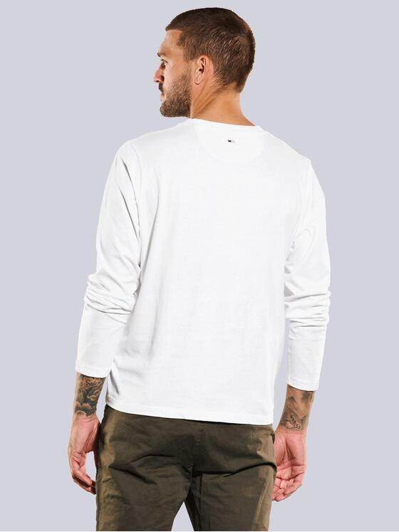 emilio adani Herren Langarm-Shirt uni Weiß 35627