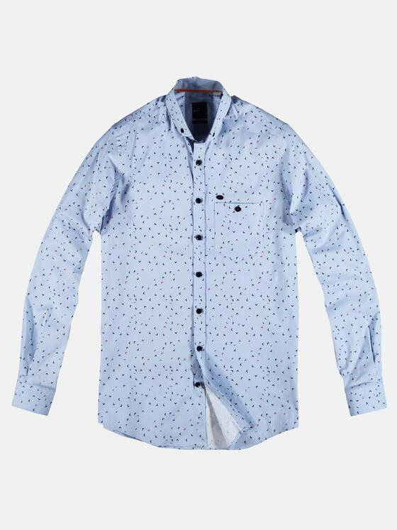 engbers Herren Popeline-Hemd mit Print Saphirblau 28937