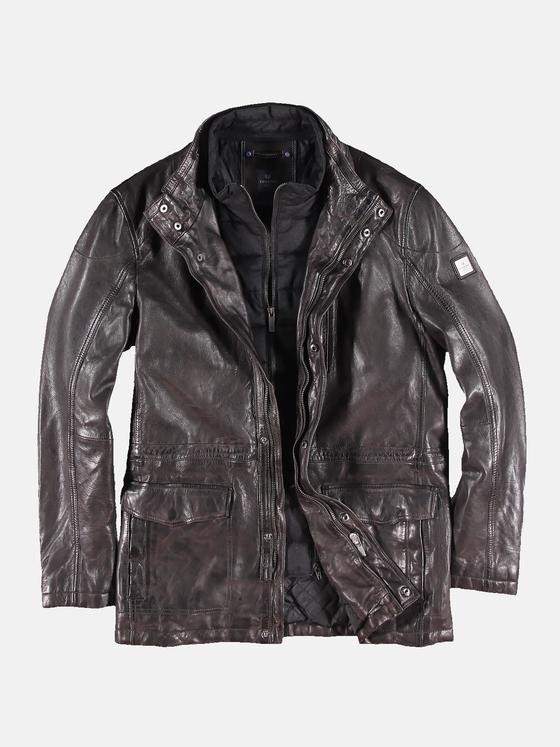 ENGBERS GERMANY Herren Lange Lederjacke Schokobraun 30161