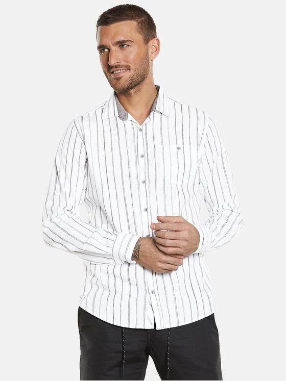 emilio adani Herren Langarm-Hemd gestreift Grau 34444