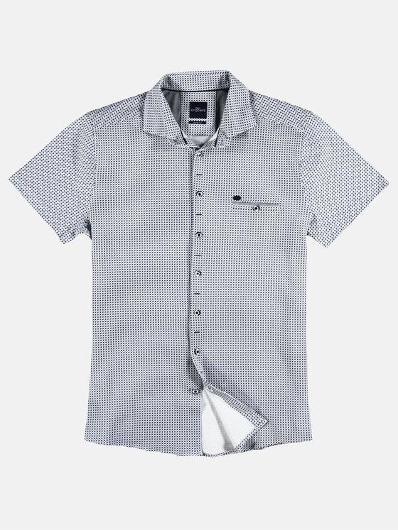 engbers Herren Baumwollhemd mit Minimal-Druck Mittelblau 29513