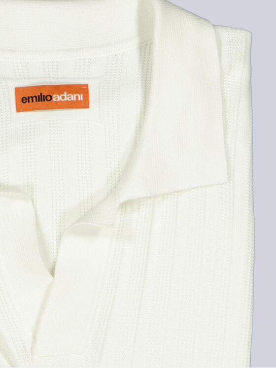 emilio adani Herren Modisches Strickpolo Reinweiss 40138