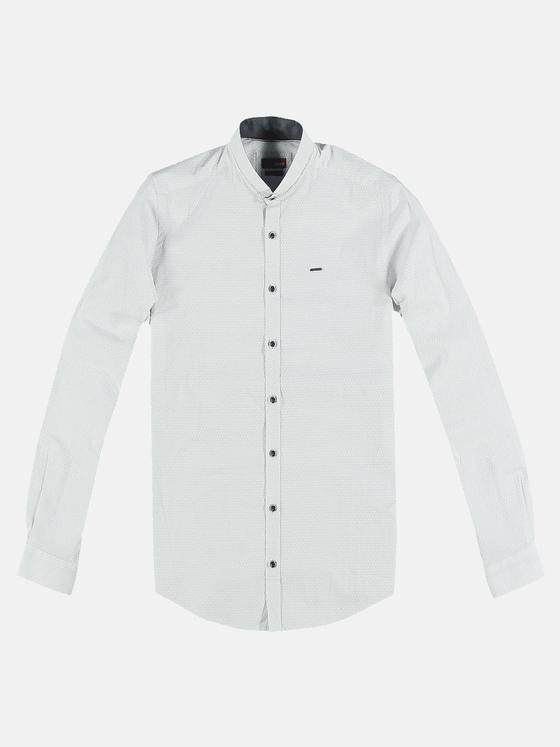 emilio adani Herren Modisches Langarmhemd mit Minimal-Print Weiß 31316