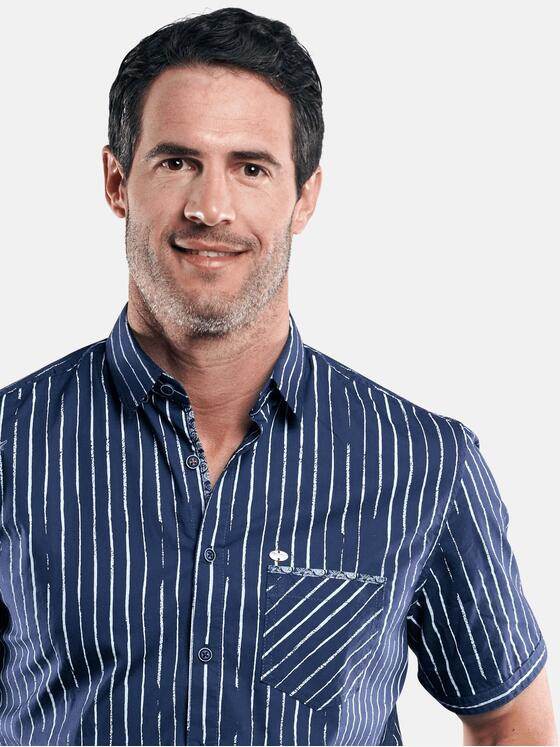 engbers Herren Modisches Streifenhemd Marineblau 29516