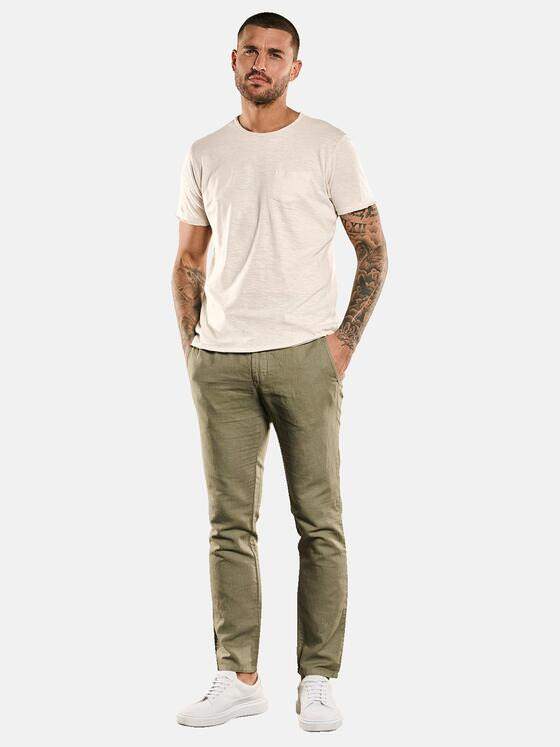 emilio adani Herren Basic-Shirt aus Leinenmix Beige 33013