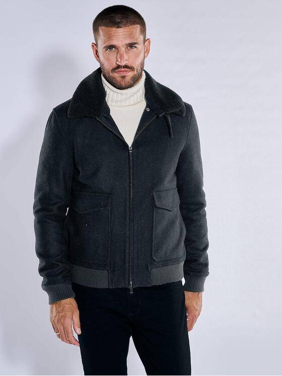 emilio adani Herren Blouson-Jacke slim fit Schwarz 37574