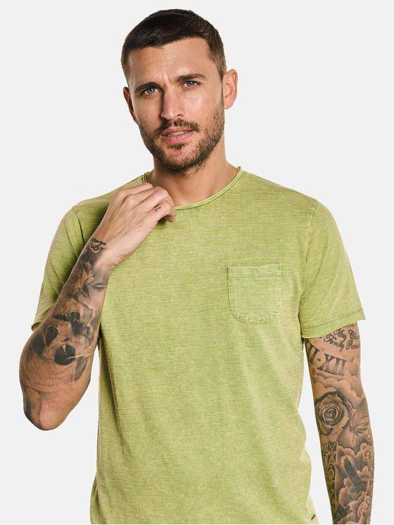 emilio adani Herren T-Shirt mit Streifenmuster Grün 32761