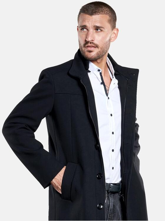 emilio adani Herren Mantel mit abnehmbaren Kragen Schwarz 33580